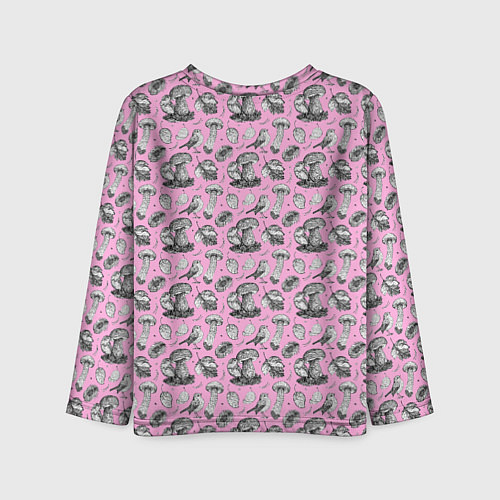 Детский лонгслив Малиновка и грибы на розовом / 3D-принт – фото 2