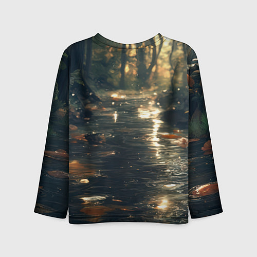 Детский лонгслив Выдра в летнем пруду / 3D-принт – фото 2