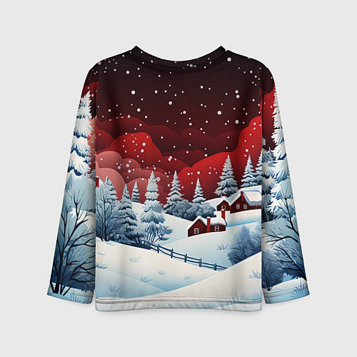 Детский лонгслив Новогодняя змейка и снегопад / 3D-принт – фото 2