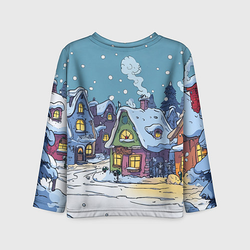 Детский лонгслив Зимние домики иллюстрация / 3D-принт – фото 2