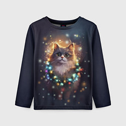 Лонгслив детский Уютный котик - Новый год, цвет: 3D-принт