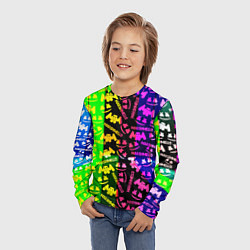 Лонгслив детский Marshmello pattern neon steel, цвет: 3D-принт — фото 2