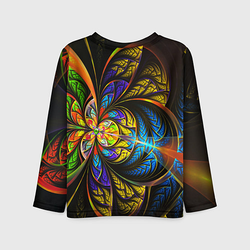 Детский лонгслив Фрактальный оптический узор в цвете / 3D-принт – фото 2