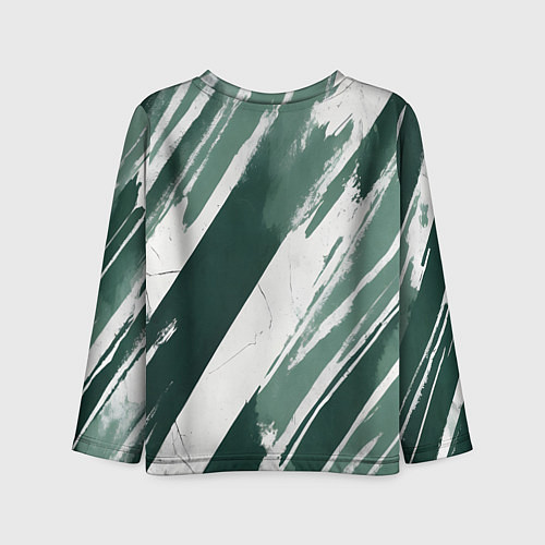Детский лонгслив Косая зеленая полоска / 3D-принт – фото 2