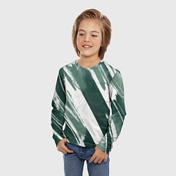 Лонгслив детский Косая зеленая полоска, цвет: 3D-принт — фото 2