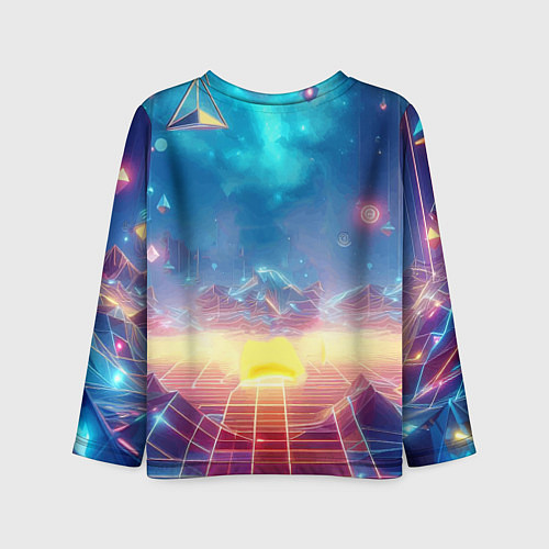 Детский лонгслив Funny Pikachu - vaporwave / 3D-принт – фото 2