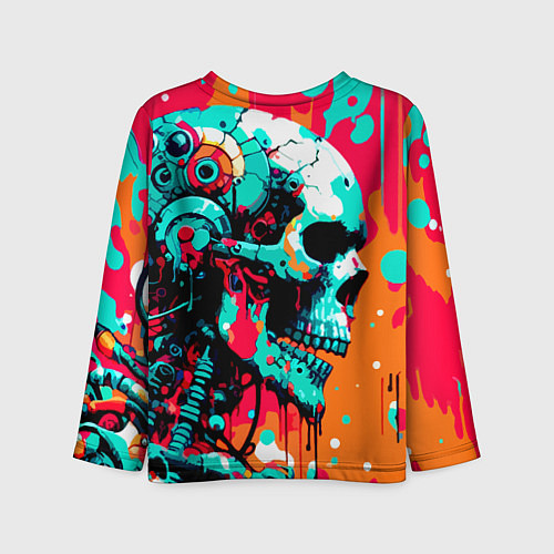 Детский лонгслив Cyber skull sketch - ai art fantasy / 3D-принт – фото 2