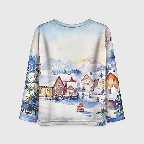 Детский лонгслив Новогодний снежный город / 3D-принт – фото 2