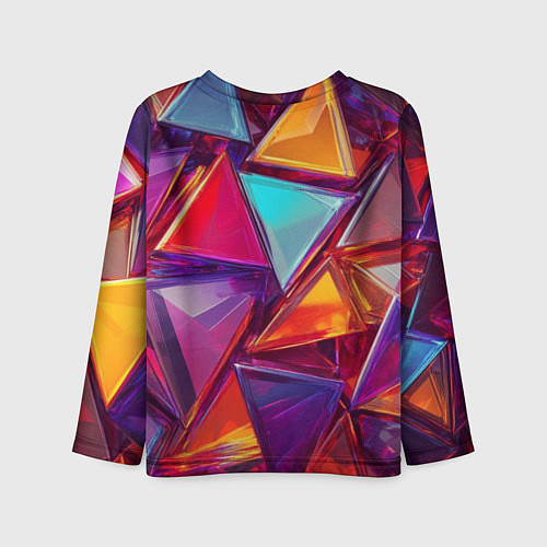 Детский лонгслив Разноцветные треугольники 2 / 3D-принт – фото 2