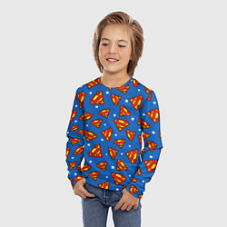 Лонгслив детский Супермен паттерн, цвет: 3D-принт — фото 2