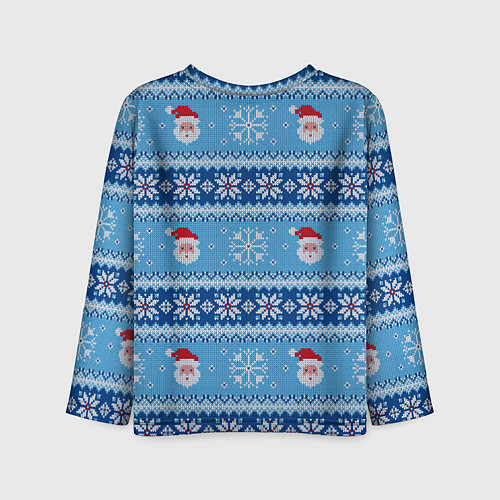 Детский лонгслив Вязаный новогодний узор с Дедом Морозом / 3D-принт – фото 2
