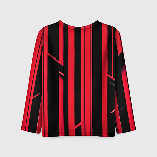 Детский лонгслив Толстые красные полосы на чёрном фоне / 3D-принт – фото 2