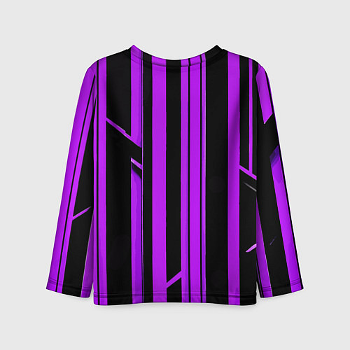 Детский лонгслив Толстые фиолетовые полосы на чёрном фоне / 3D-принт – фото 2