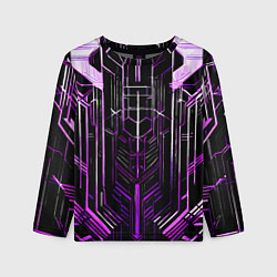 Лонгслив детский Purple lines on a black background, цвет: 3D-принт