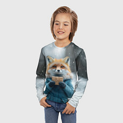 Лонгслив детский Лисица с подарком, цвет: 3D-принт — фото 2