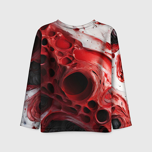 Детский лонгслив Красно-белая абстрактная структура / 3D-принт – фото 2