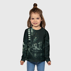 Лонгслив детский Спорткар на тёмной улице, цвет: 3D-принт — фото 2