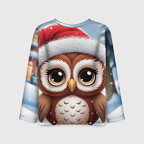 Детский лонгслив Новогодний совенок / 3D-принт – фото 2