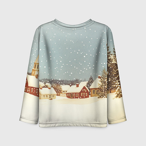 Детский лонгслив Дома и снежное небо / 3D-принт – фото 2