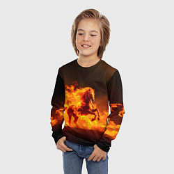 Лонгслив детский Огненная лошадь, цвет: 3D-принт — фото 2