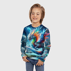 Лонгслив детский Полигональный дракон на планете водопадов и грибов, цвет: 3D-принт — фото 2