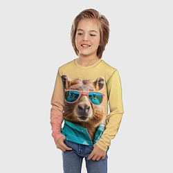 Лонгслив детский Модная капибара в отпуске, цвет: 3D-принт — фото 2