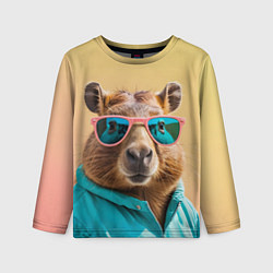 Детский лонгслив Модная капибара в отпуске