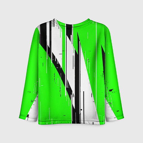 Детский лонгслив Black and white vertical stripes on a green backgr / 3D-принт – фото 2