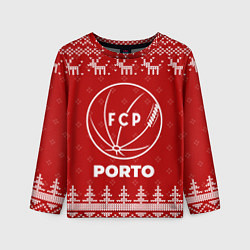 Лонгслив детский Новогодний Porto с оленями, цвет: 3D-принт