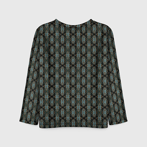 Детский лонгслив Вертикальный геометрический узор на черном / 3D-принт – фото 2