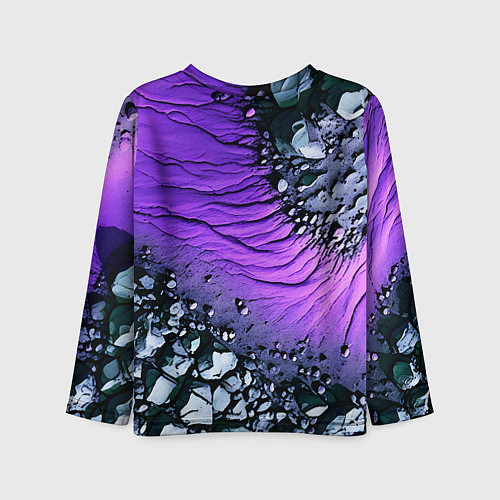 Детский лонгслив Камни и фиолетовая земля / 3D-принт – фото 2