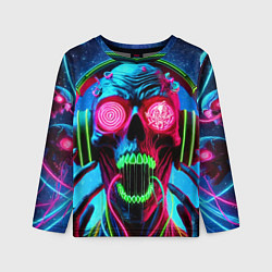 Лонгслив детский Metallica - neon skull with headphones, цвет: 3D-принт