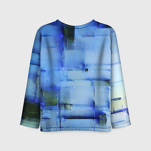 Детский лонгслив Чёрные пятна на синем фоне абстракция / 3D-принт – фото 2