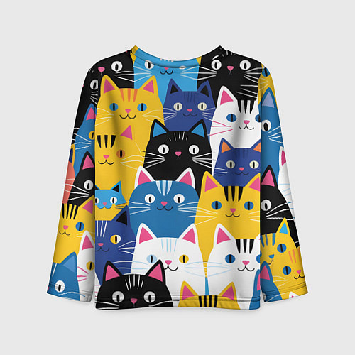 Детский лонгслив Много цветных котиков / 3D-принт – фото 2