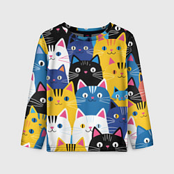 Лонгслив детский Много цветных котиков, цвет: 3D-принт