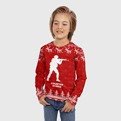 Лонгслив детский Новогодний Counter Strike с оленями, цвет: 3D-принт — фото 2