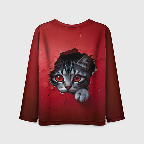Детский лонгслив Выглядывающий котик / 3D-принт – фото 2