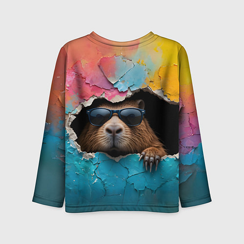 Детский лонгслив Капибара в стене / 3D-принт – фото 2