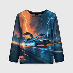 Детский лонгслив Автомобиль и ночные молнии