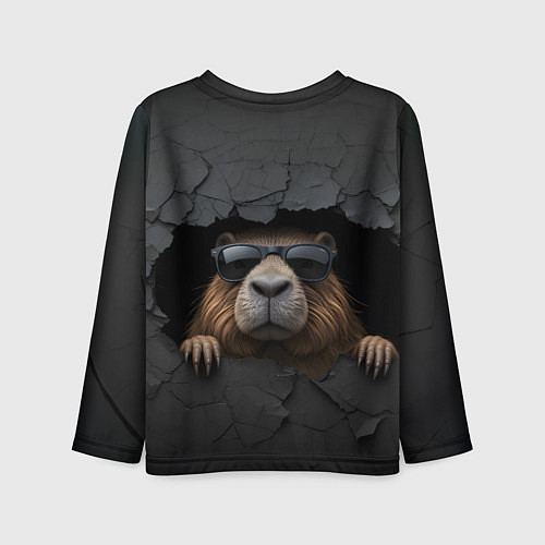 Детский лонгслив Капибара в стене / 3D-принт – фото 2