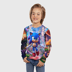 Лонгслив детский Соник в красочной стране, цвет: 3D-принт — фото 2