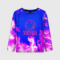 Лонгслив детский Nirvana neon flame, цвет: 3D-принт