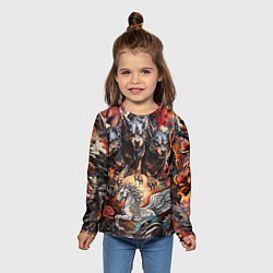 Лонгслив детский Мифические существа в стиле татуировки Ирезуми, цвет: 3D-принт — фото 2