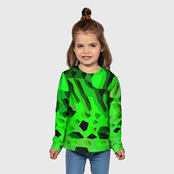 Лонгслив детский Чёрно-зелёная пористая абстракция, цвет: 3D-принт — фото 2