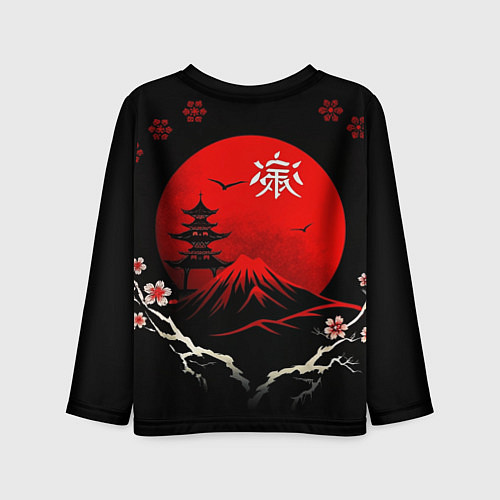 Детский лонгслив Japan red black nature / 3D-принт – фото 2