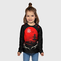 Лонгслив детский Japan red black nature, цвет: 3D-принт — фото 2
