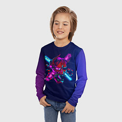 Лонгслив детский Демон они неоновый, цвет: 3D-принт — фото 2