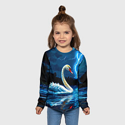 Лонгслив детский Лебедь на пруду в гразу, цвет: 3D-принт — фото 2