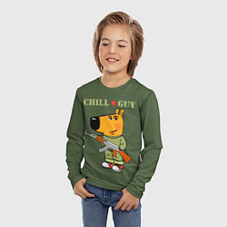 Лонгслив детский Чиловый парень воин, цвет: 3D-принт — фото 2