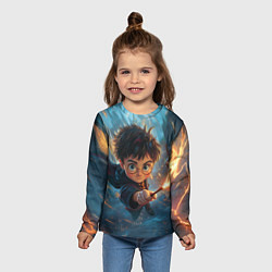 Лонгслив детский Гарри Поттер в полетеле, цвет: 3D-принт — фото 2